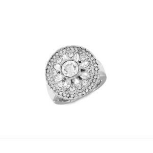 GUESS Silvertone & Crystal Ring - One Size - Silver Color